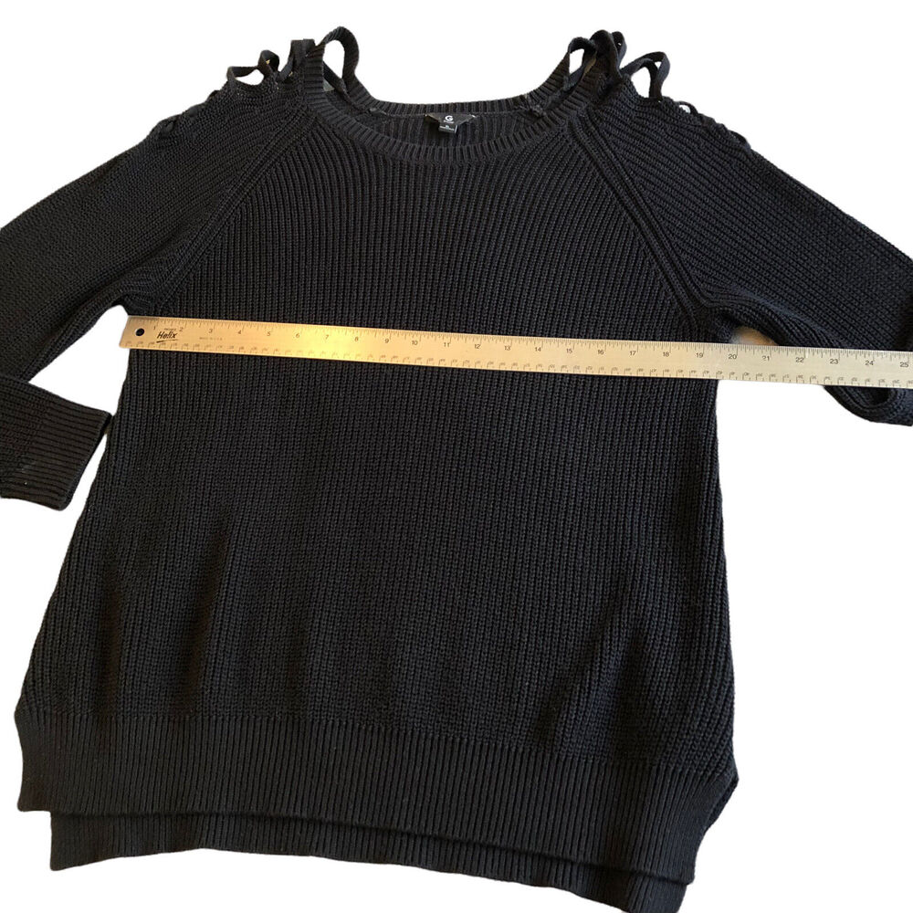 Guess Womens Sz XL‎ Black Lace Up Sleeve Women's Sweater - Picture 4 of 9